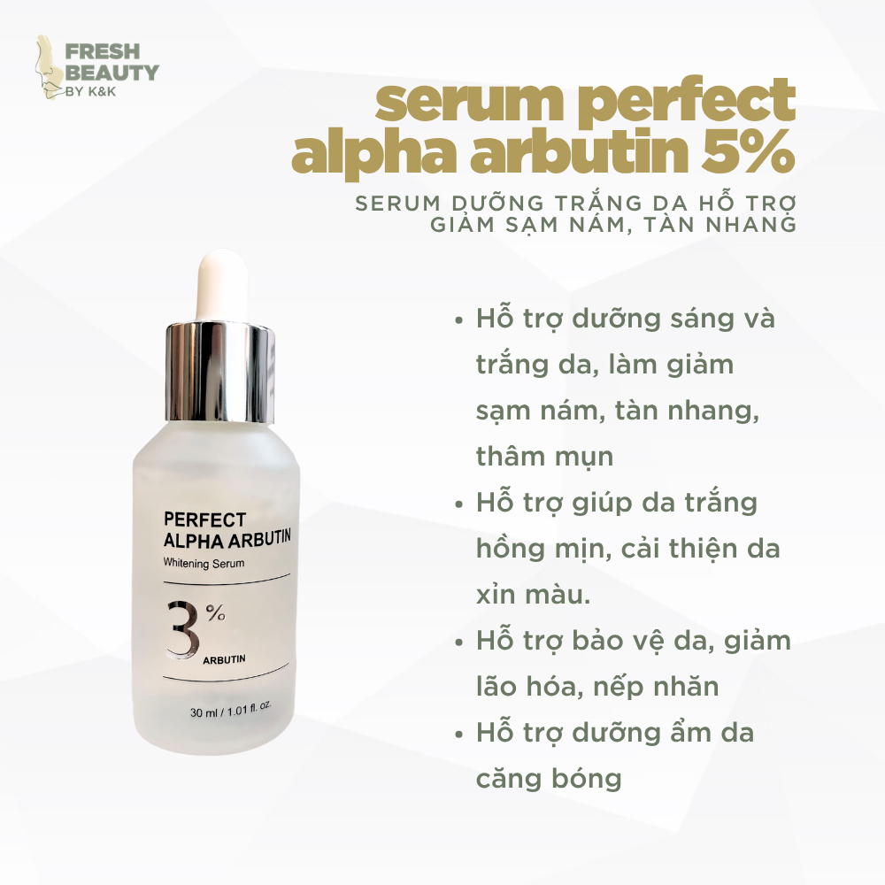 Tinh chất trắng da Perfect Alpha Arbutin 3% JJ Pure chính hãng Hàn Quốc, chai 30ml