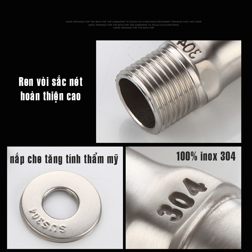 Vòi nước máy giặt KAMA INOX SUS304 - Vòi hồ nước ban công, sân vườn - Hàng chính hãng