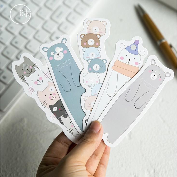 Hộp 30 Đánh Dấu Sách Bookmark Thú Cưng Siêu Cute Dễ Thương