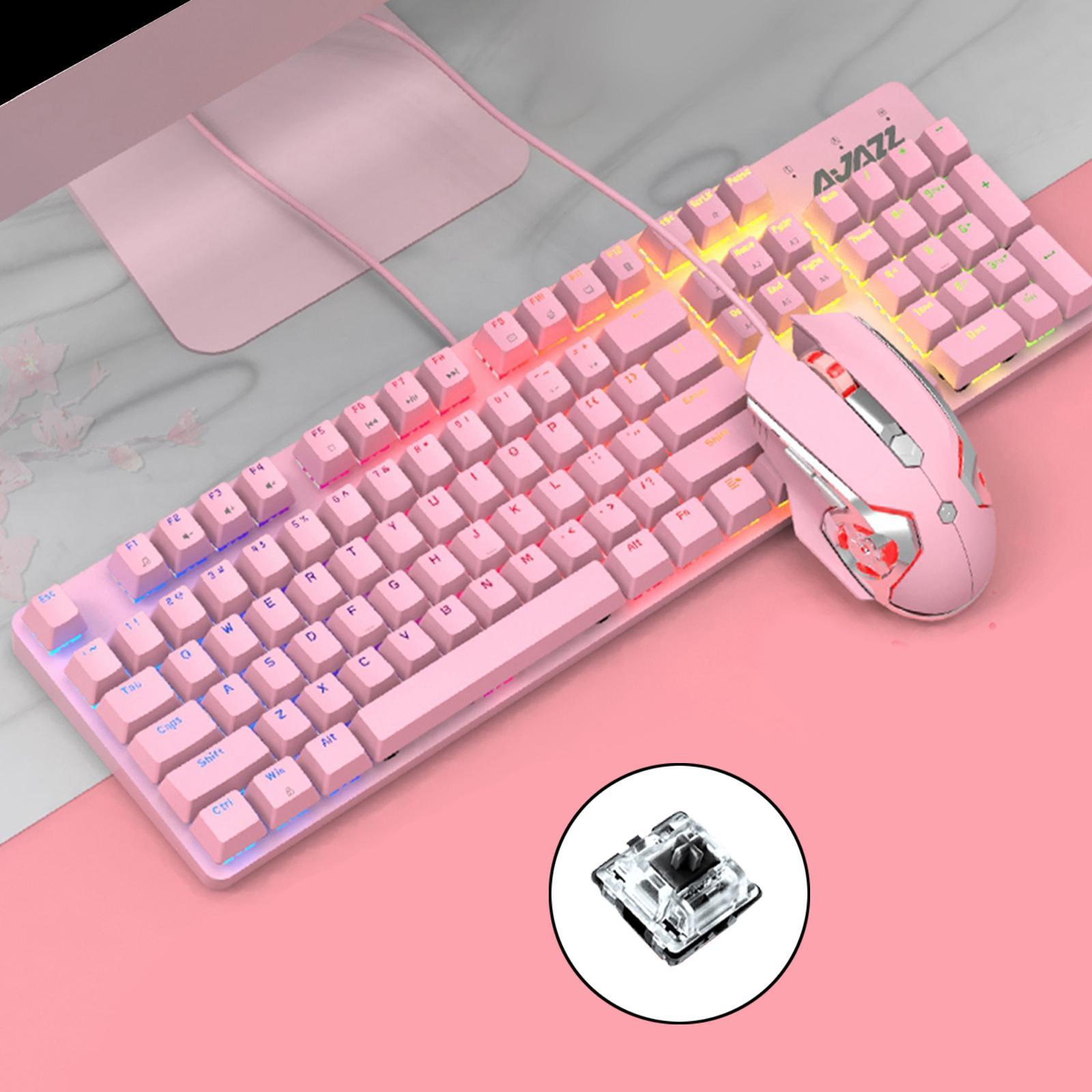 USB Mechanical Keyboard Blue/Red Switch Anti-Ghosting Mouse Set