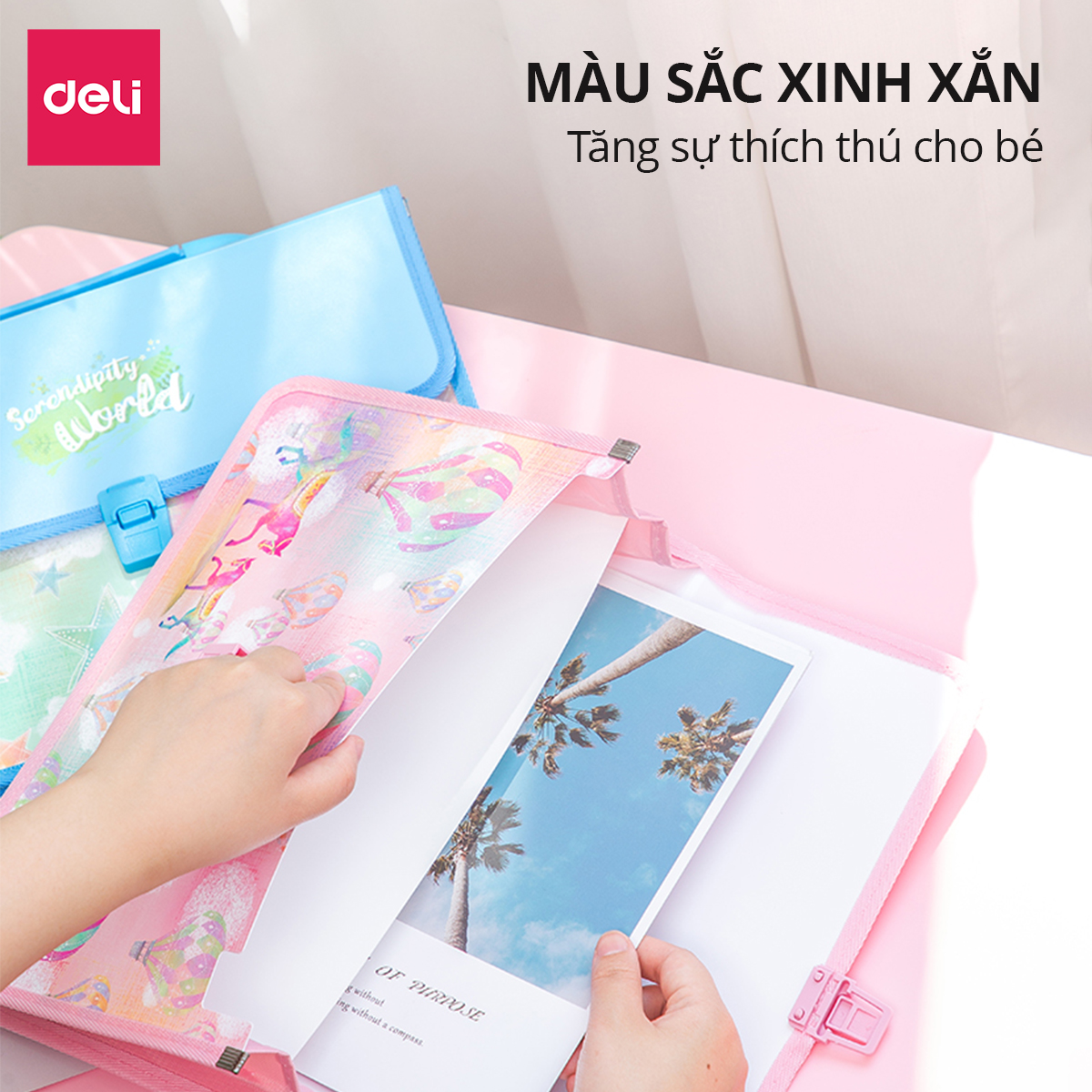 Túi Cặp Học Thêm Học Sinh Deli - Thiết Kế Dễ Thương Chất Liệu Nhựa Chống Nước Bụi Sức Chứa Lớn An Toàn Tiện Lợi Cho Bé