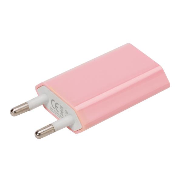 USB AC Power Adapter Wall Charger with EU Plug for iPhone iPod - Pink