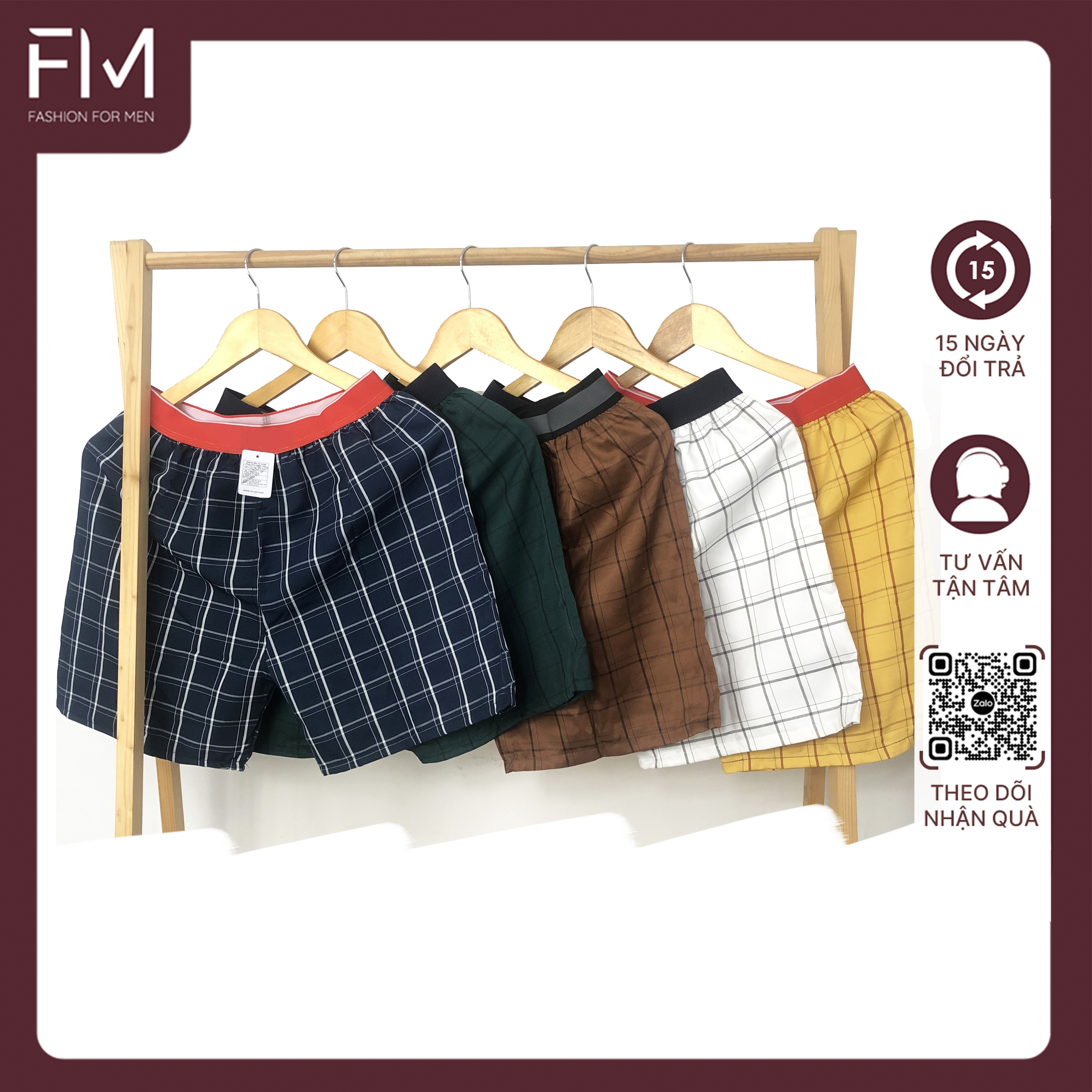 Bộ 4 quần đùi nam, quần short mặc nhà kate caro nhiều màu , mềm mịn  - FORMEN SHOP- FMTT002