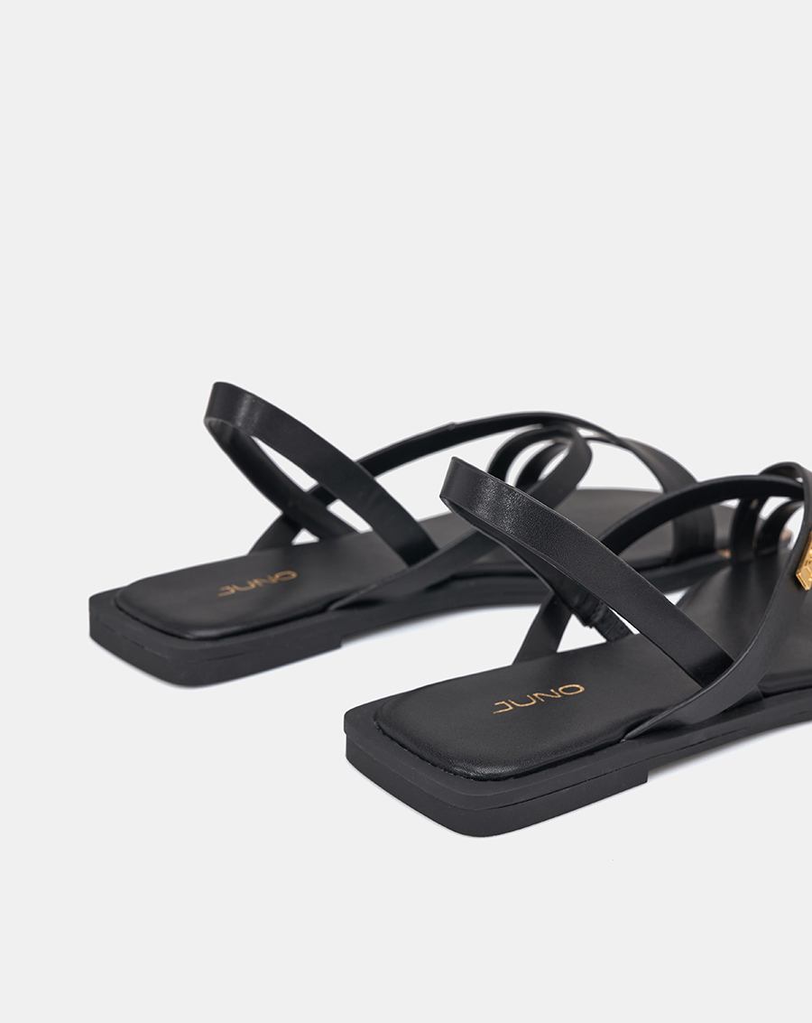 Giày Sandal Nữ 1cm Thời Trang JUNO Sơn Viền Phối Khoá Trang Trí SD01134