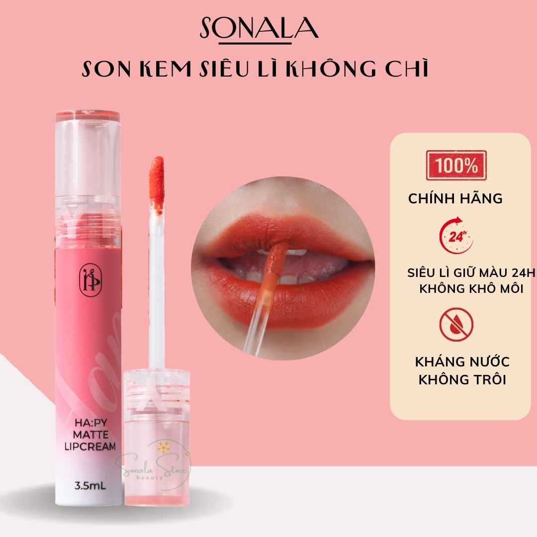 Son Kem Lì Kháng Nước Cao Cấp Hapy MiniGarden Matte Lipcream 3.5ml mềm mịn chống nước không trôi Không lem dính khẩu trang