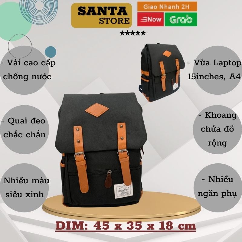 Balo Laptop thời trang đi học nam nữ HC703 vải canvas chống nước đựng laptop 14 15 16 17 inch