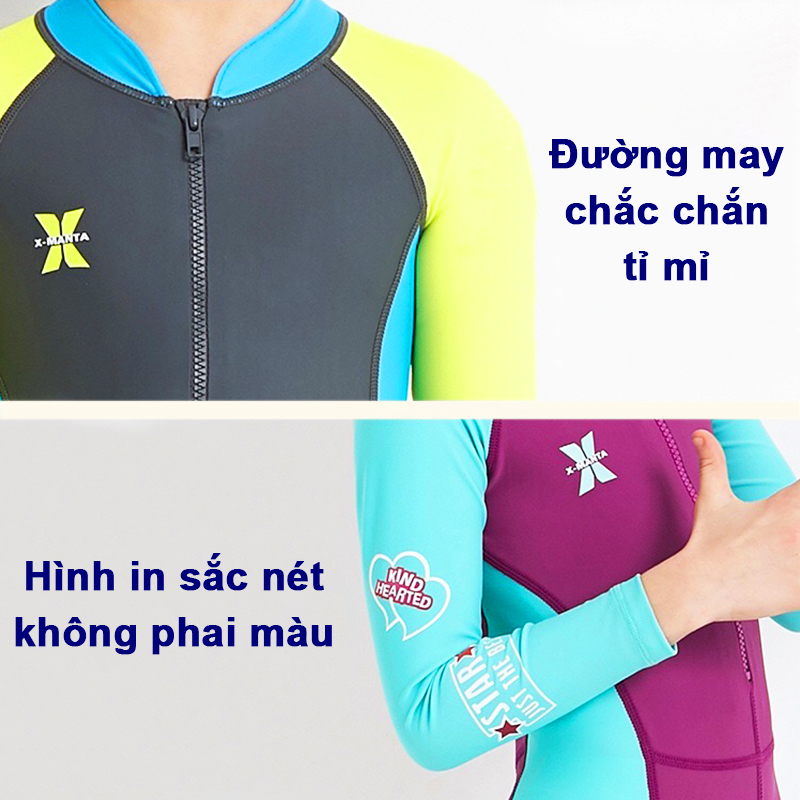 Đồ bơi cho bé dài tay cao cấp chống nắng và tia UV toàn thân cho bé trai bé gái từ 3 đến 11 tuổi – DB014