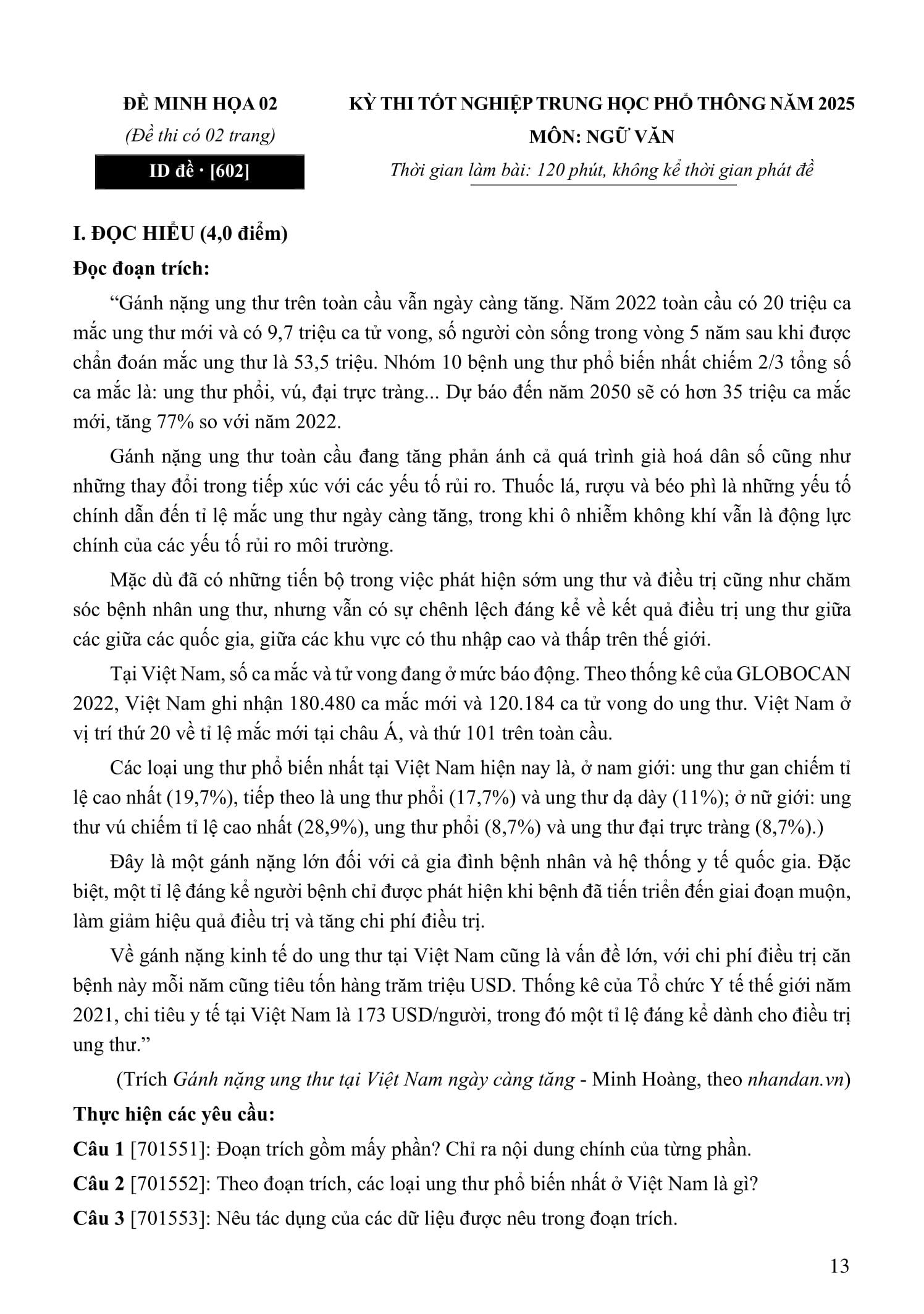 Sách - 100 Đề Minh Họa Tốt Nghiệp THPT 2025 - Môn Ngữ Văn