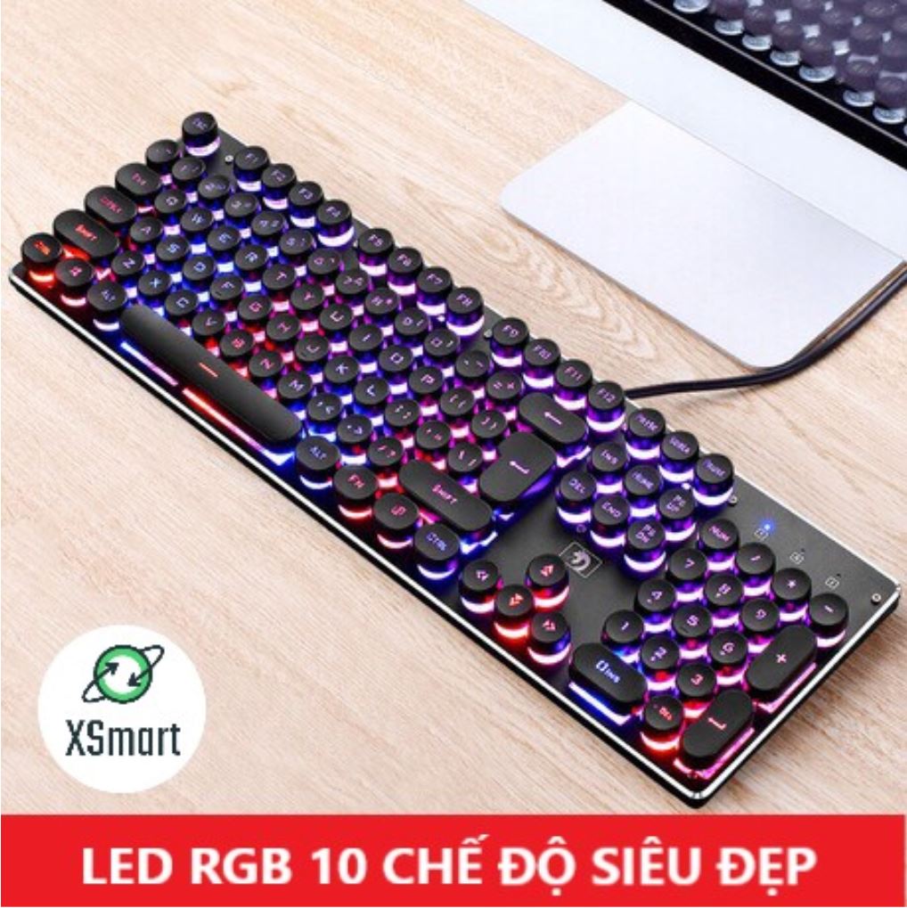 Bàn Phím Chuyên Game XSmart K100 CAO CẤP Siêu đẹp, Cực êm Led RGB Nhiều Chế Độ Phiên Bản 2021 - Hàng Chính Hãng