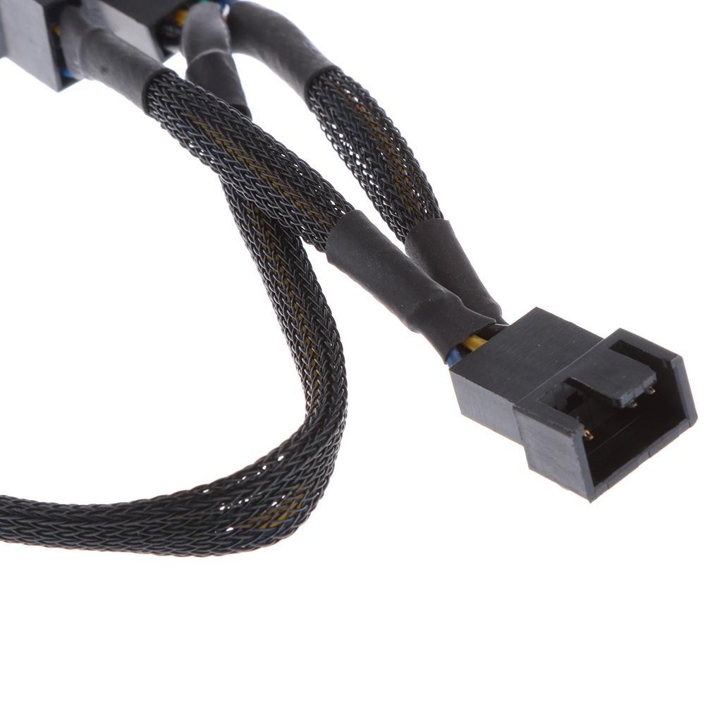4  Power Cable PWM Fan Splitter  to 3 Adapter Black Sleeved