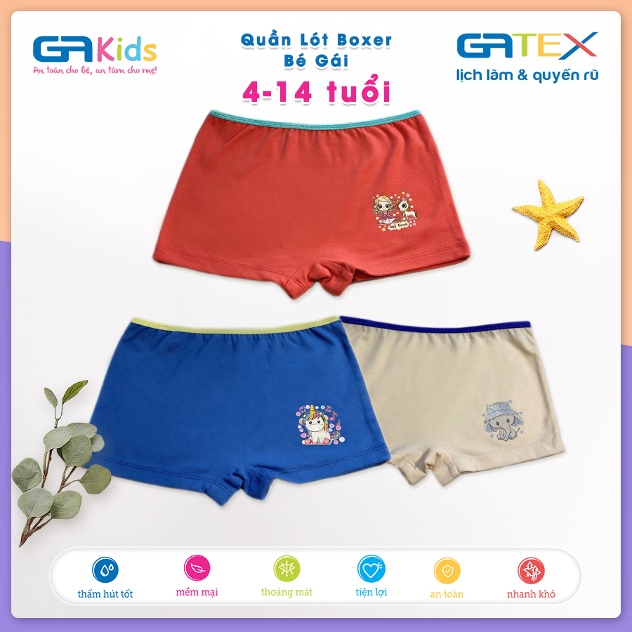 Set 3 Quần Lót Boxer Cho Bé Gái GAKIDS - Chất liệu COTTON cao cấp