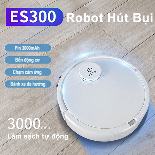 Robot hút bụi thông mình lau nhà tự động ES300 sạch mọi ngõ ngách, Led Cảm Biến Chạm, Chống Va Chạm Thông Minh Mẫu Mới