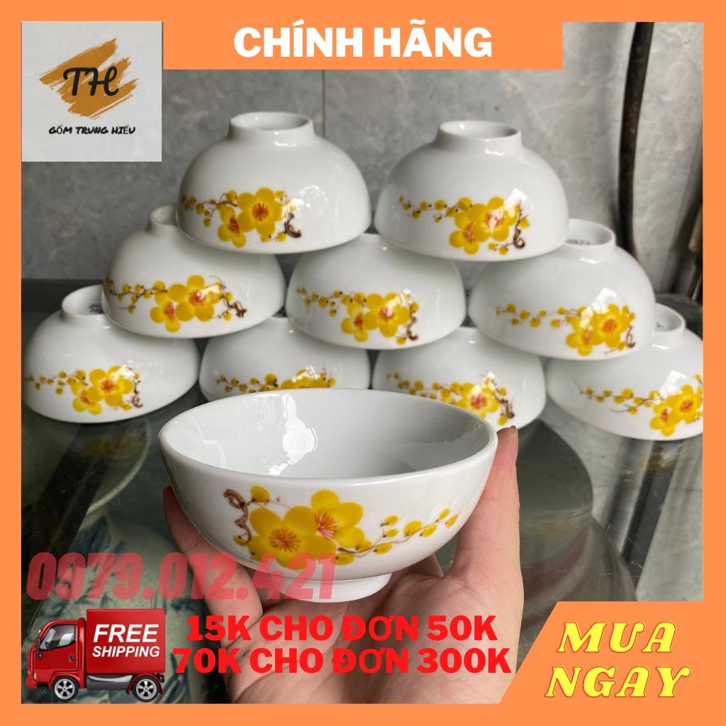 Bộ 10 chiếc Bát cơm Bát Tràng họa tiết Mai vàng