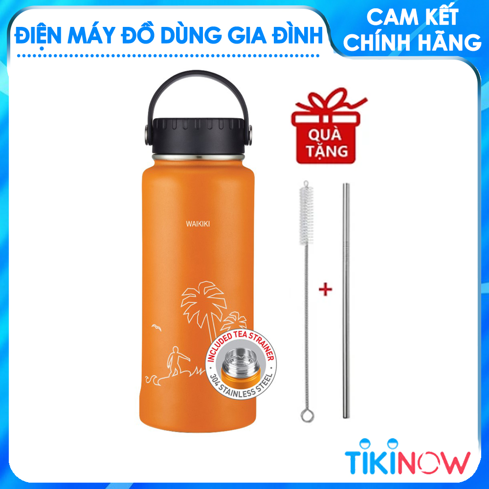 Bình Giữ Nhiệt Lock&Lock Riga Tumbler LHC4160 (897ml) - Hàng Chính Hãng, Bằng Thép Không Gỉ, Có Lưới Lọc Inox - Tặng Kèm Ống Hút Và Cọ Rửa Ống Hút