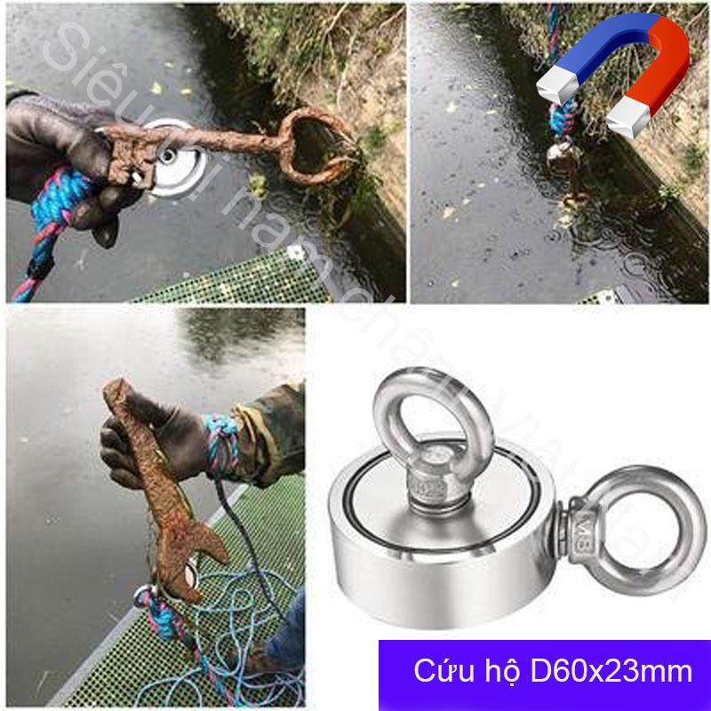 Nam châm cứu hộ đa năng 2 móc D60X23MM