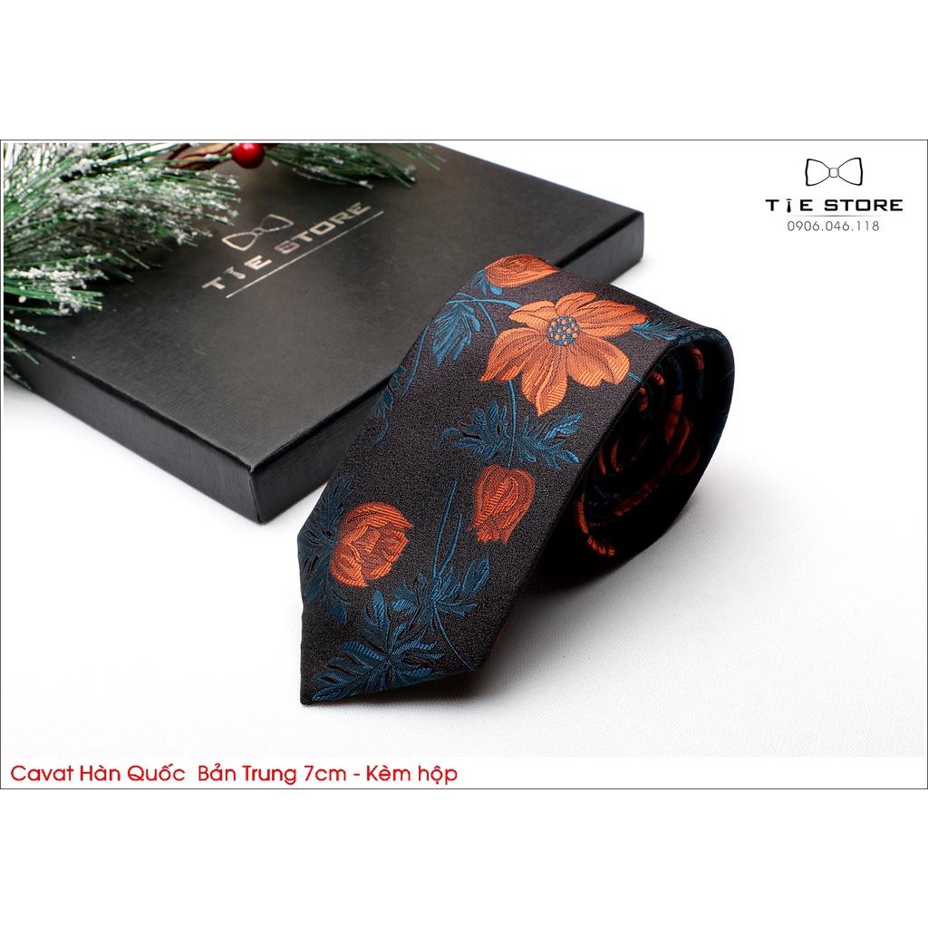 NHIỀU MẪU Cà Vạt Nam Bản Trung 7Cm hình bông hoa - Cavat Hàn Quốc Cao Cấp Full box