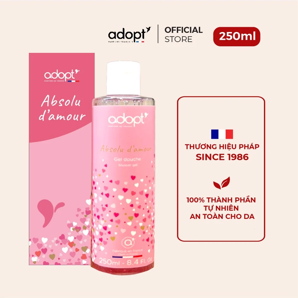 BST Thơm Gồm Sữa tắm và Nước hoa Adopt' Absolu D'amour Tặng Khăn Ủ Tóc Cực Xinh