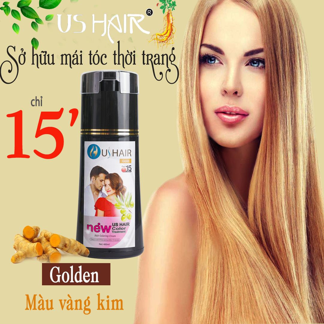 (Dạng chai) Dầu gội nhuộm tóc thảo dược US Hair