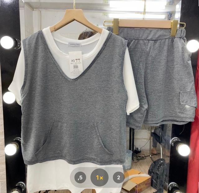 Set bộ 3 món gile xám