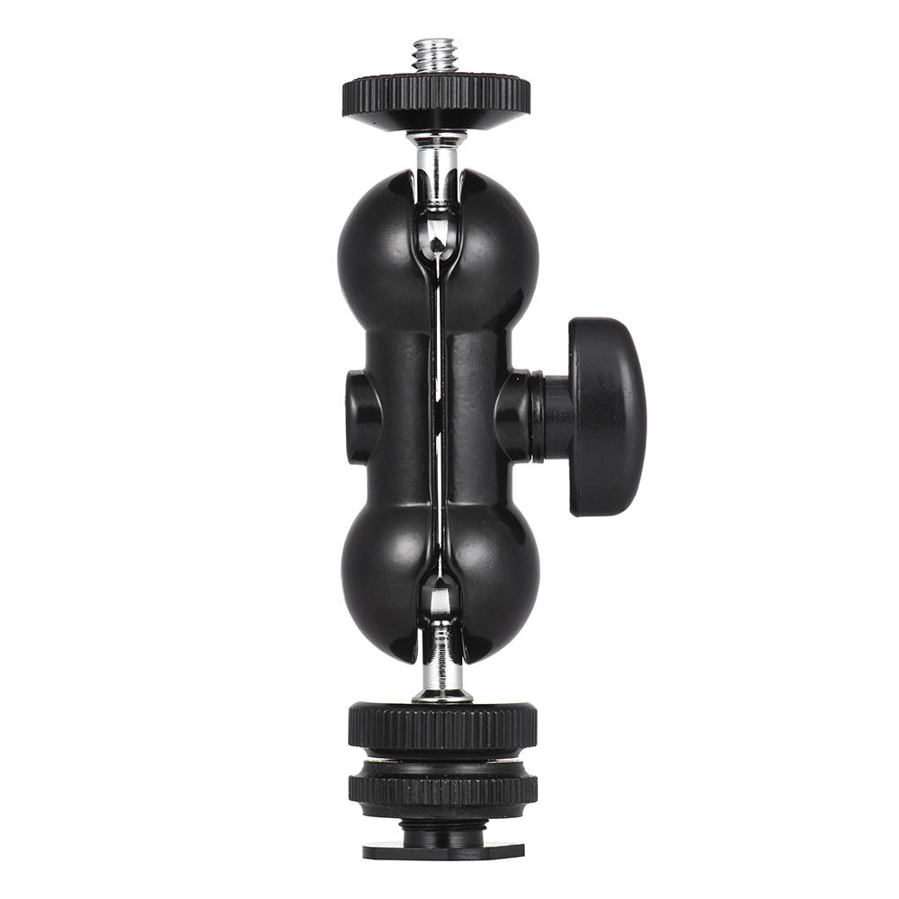Multi-Function Double Ballhead Bracket Arm Ballhead with Cold Shoe Mount 1/4