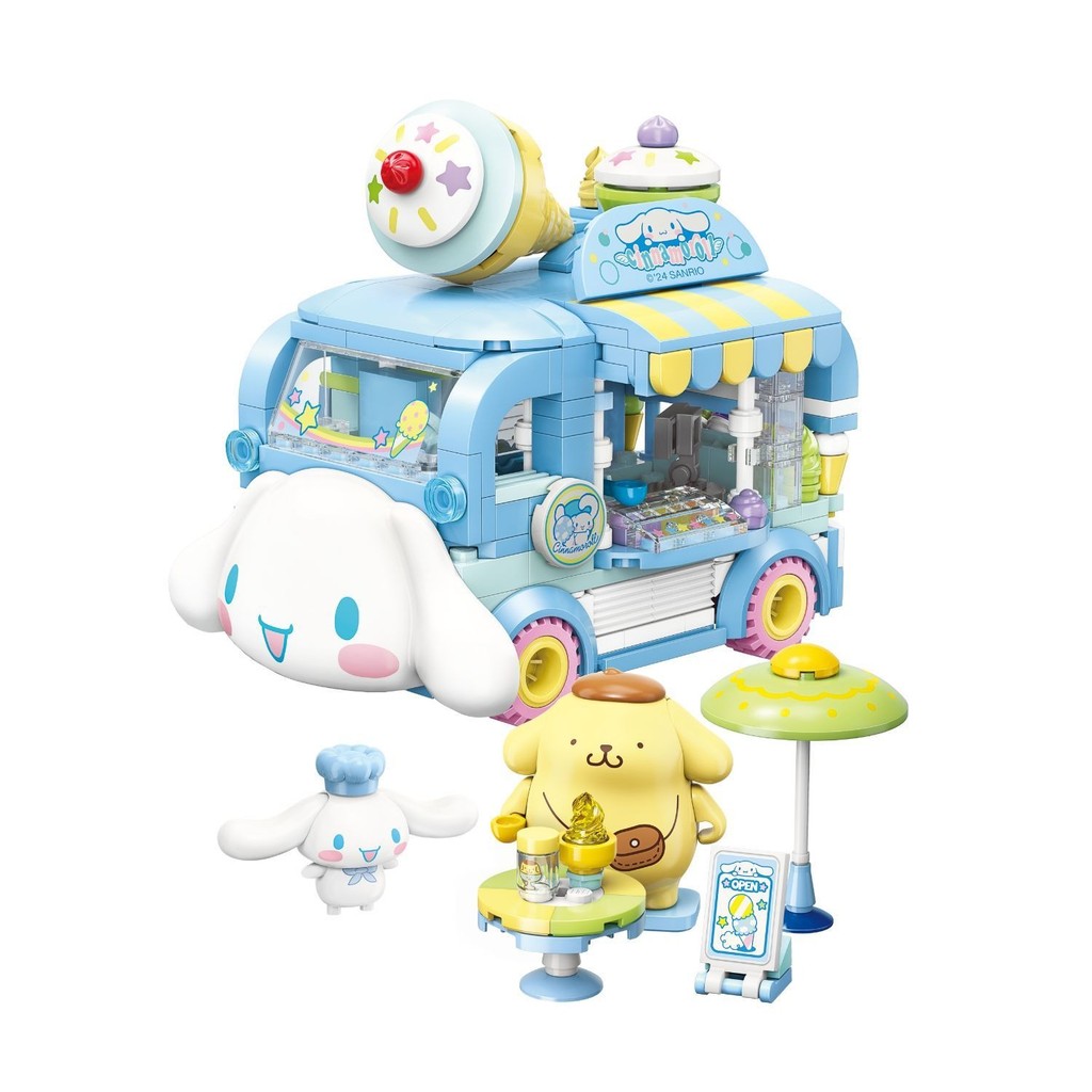 Đồ chơi - KEEPPLAY - 20847 Bộ đồ chơi xếp hình mô hình xe kem Cinnamoroll &amp; Pompompurin (KT 8.8x12.8x11cm)