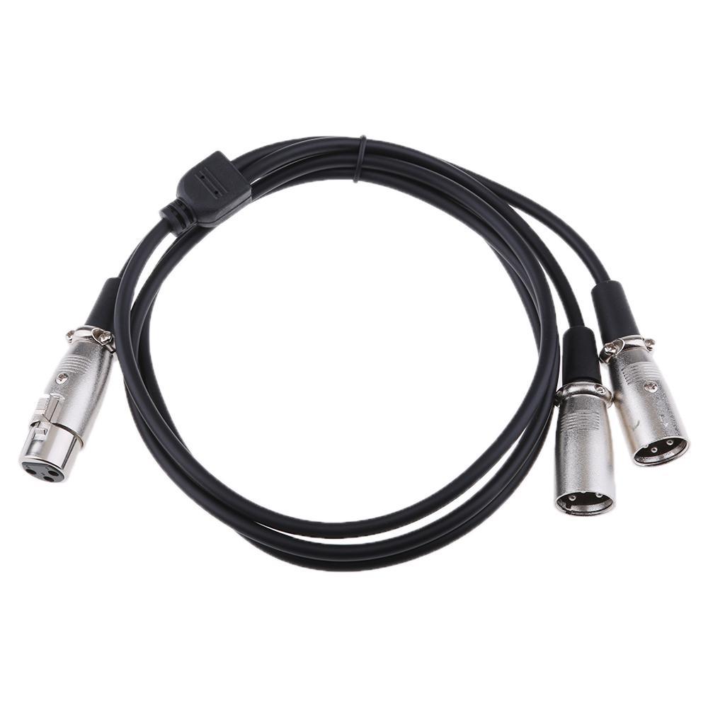Balanced Microphone Patch Y Cable Cords - XLR Female to Dual XLR Male 3 Pin
