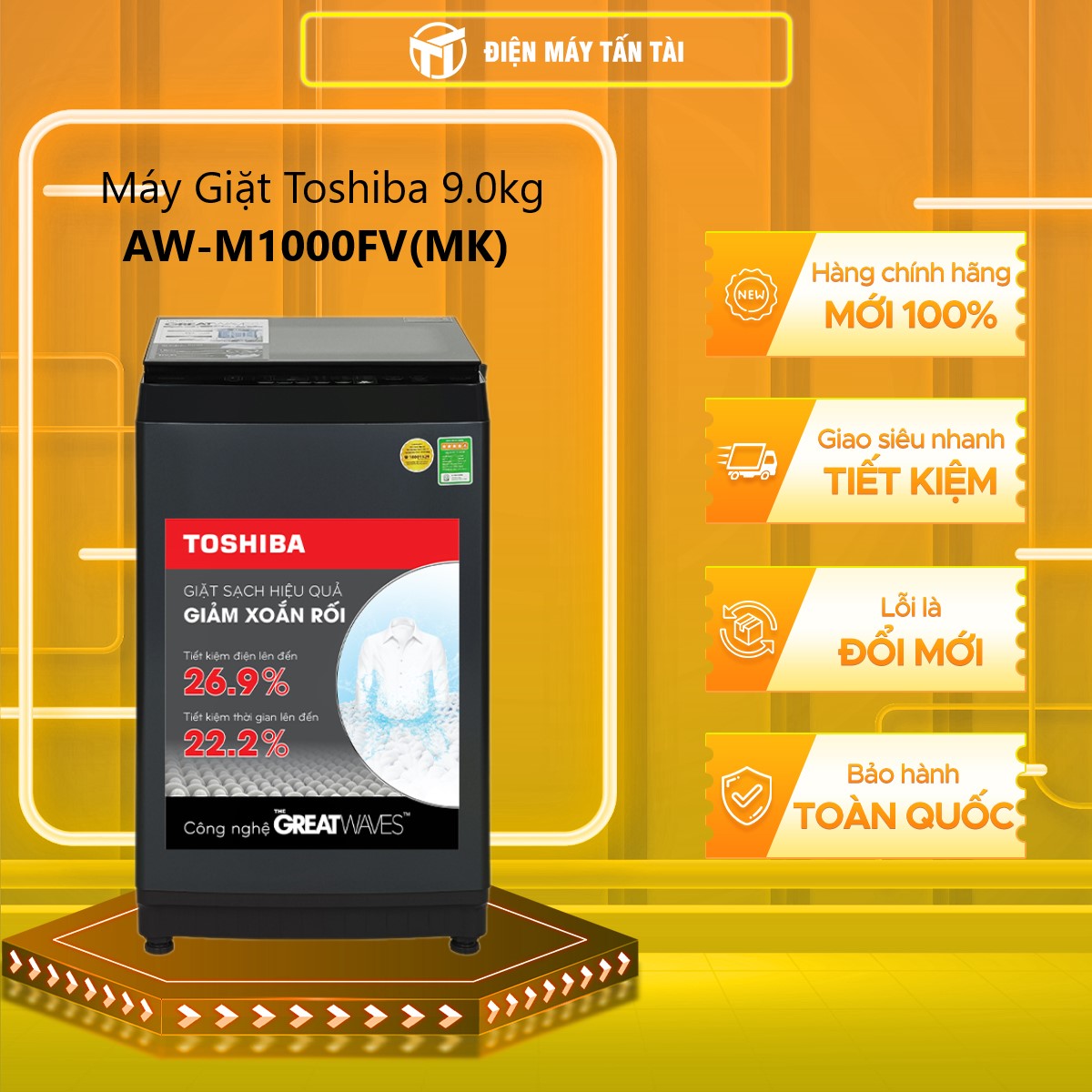 Máy giặt Toshiba 9 kg AW-M1000FV(MK) - Chỉ giao HCM