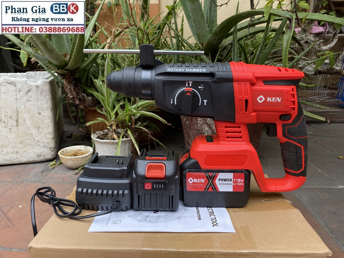 Máy Khoan Đục Bê Tông 199V - 3 Chức Năng: Khoan, khoan búa, đục - Động Cơ Không Chổ Than 100% Lõi Đồng