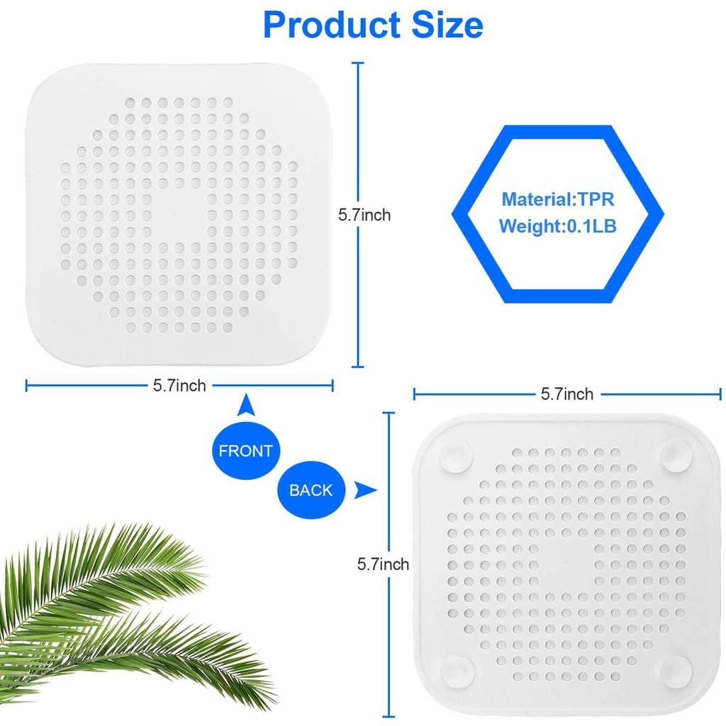 2 Packs Drain Hair Catcher Shower Bathtub Drain Cover Silicone Hair Catcher for Shower Square Drain Stopper Tub Sink Strainer