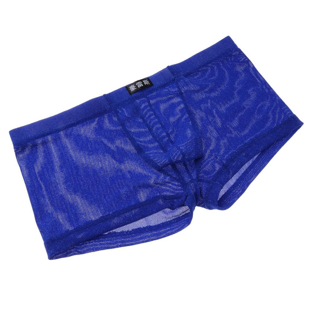 Fashion Mens See-through Mesh Underwear Loose Glitter Boxers Trunks