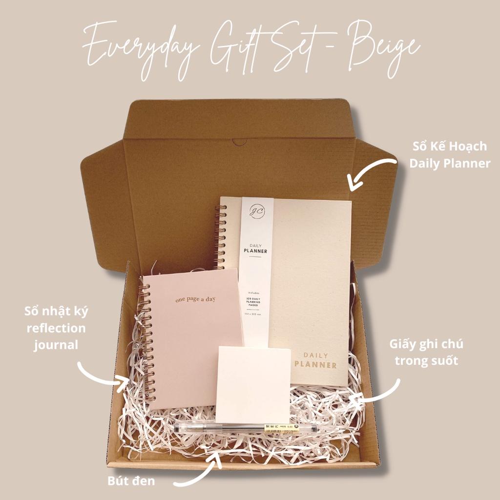 Beige Everyday Gift Set - Hộp Quà Tặng 8/3 - Sổ Planner, Nhật Ký, Giấy Note Trong Suốt, Bút