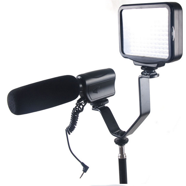 Bracket V chuẩn 3 chân hot shoe gắn đèn Led Flash Microphone