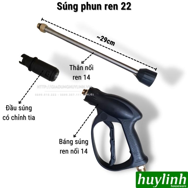 Súng phun xịt cao áp dùng cho máy rửa xe Ren 22 - Loại lõi kim loại