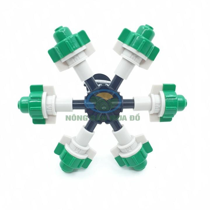 Bộ 5 Béc phun sương 6 hướng tưới cây, có van áp, chân ren 21mm