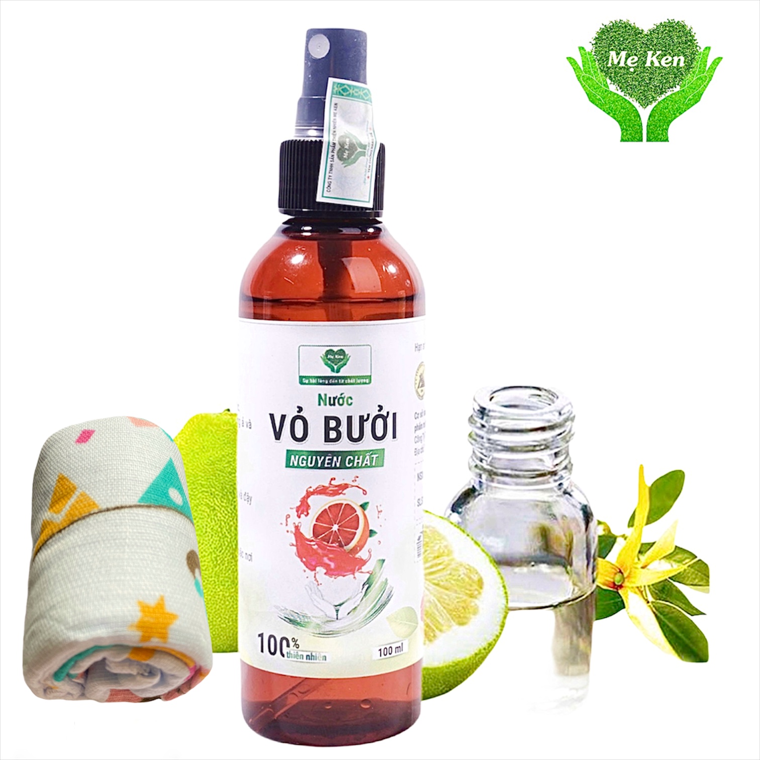 Tinh dầu nước xịt vỏ bưởi nguyên chất MẸ KEN 100ml -Tặng kèm khăn mặt - loại nước xịt vỏ bưởi dưỡng tóc