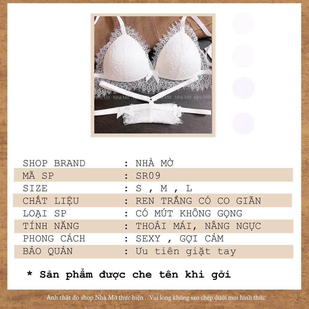 Set bra ren trắng nữ CÁ CONCEPT đồ lót thiết kế không gọng có mút đủ size