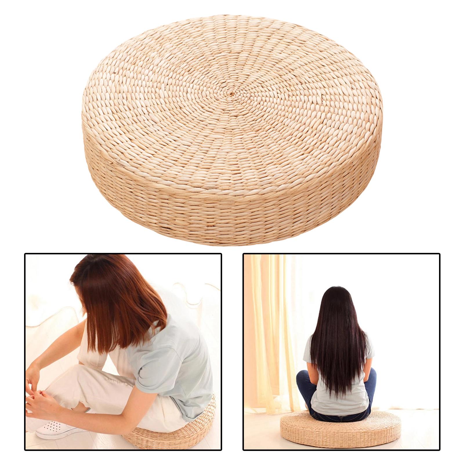 Round Straw Woven Tatami Cushion Floor Pouf Meditation Seat Mat