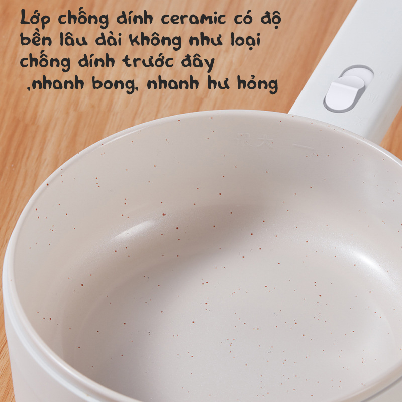 Nồi điện đa năng chống dính làm bằng gốm ceramic CL--D08 ( tặng 1 bộ chén thìa muôi )