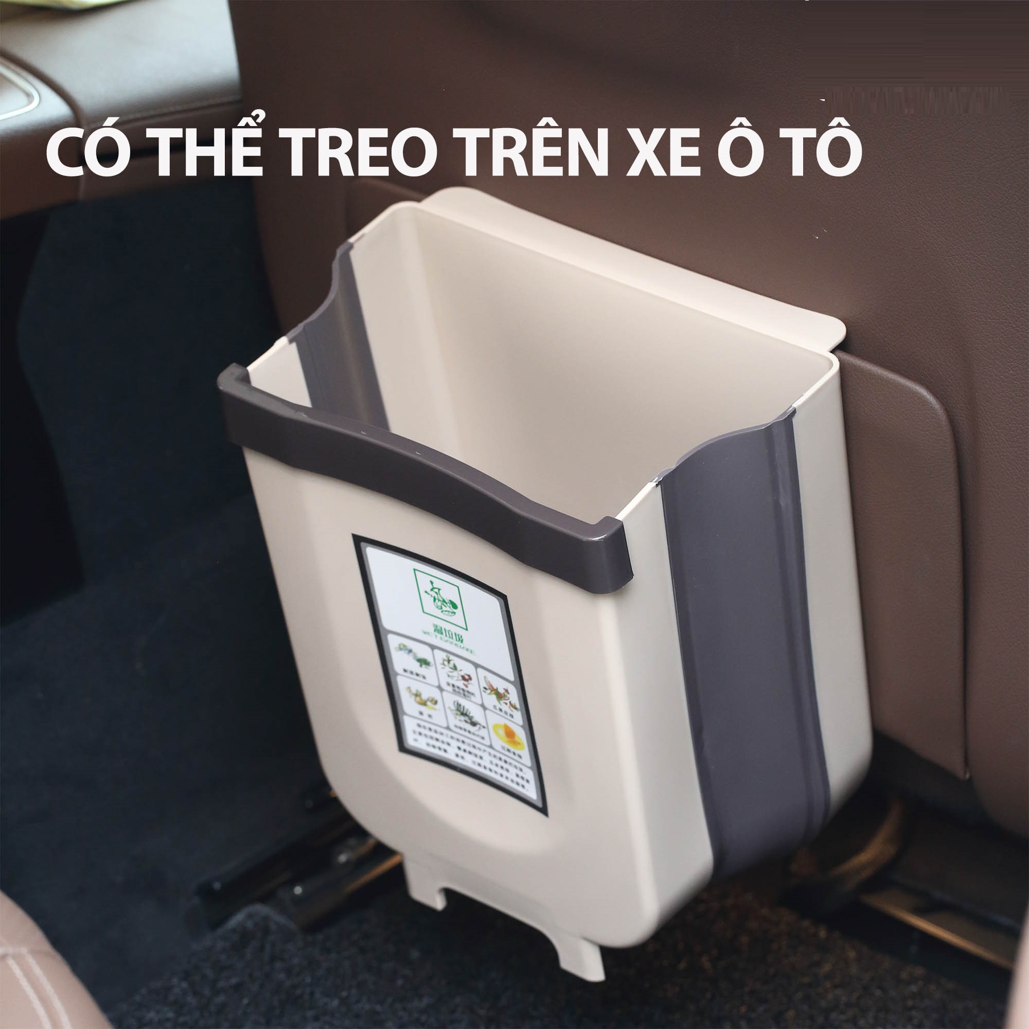 Thùng Rác Thông Minh Treo Tủ Bếp Size Lớn 9 lít Gấp Gọn Siêu Tiện Lợi, Dễ Sử Dụng Trên Cả Xe Hơi, Phòng Khách, Ngủ, Nhựa PP Siêu Bền, Cứng Cáp