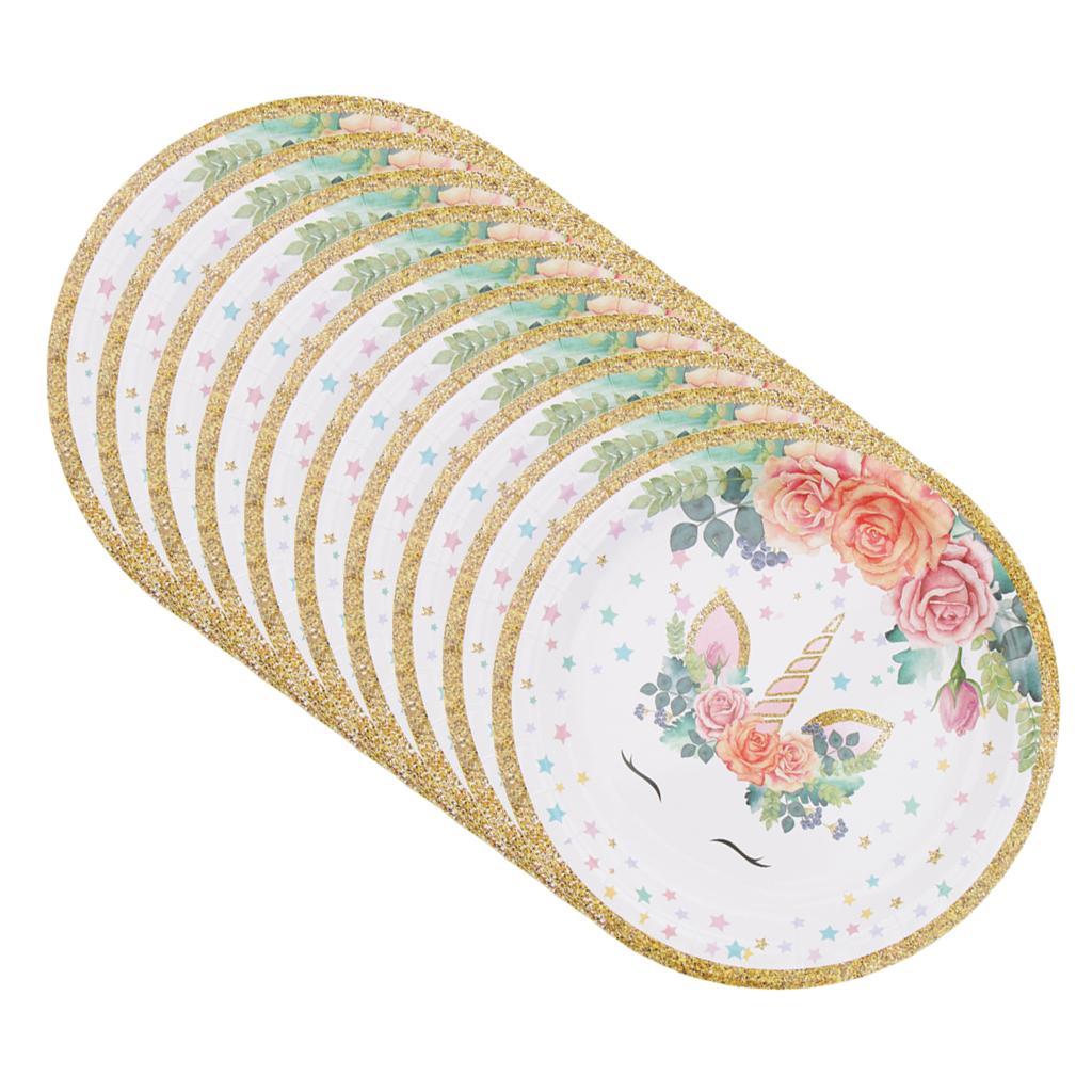 20 Pieces Magical Unicorn Paper Plate Cake Tray Birthday Party Tableware