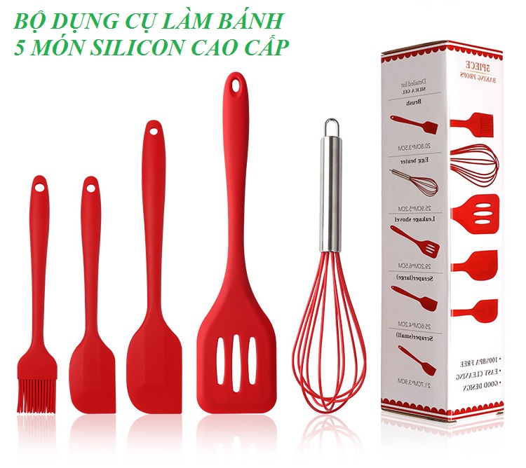 Bộ dụng cụ làm bánh 5 món silicone cao cấp