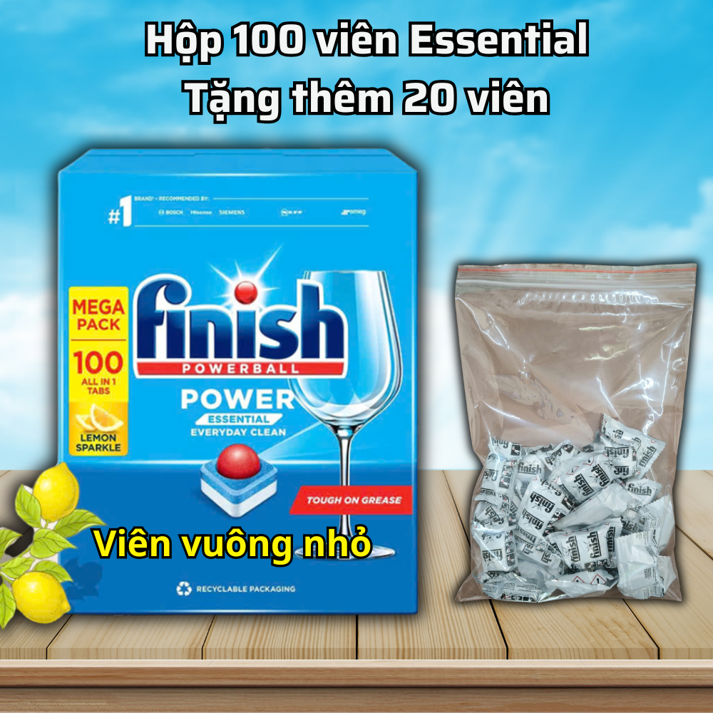 Viên rửa chén bát Finish All In One 120 viên - Hàng chính hãng [6 chức năng]