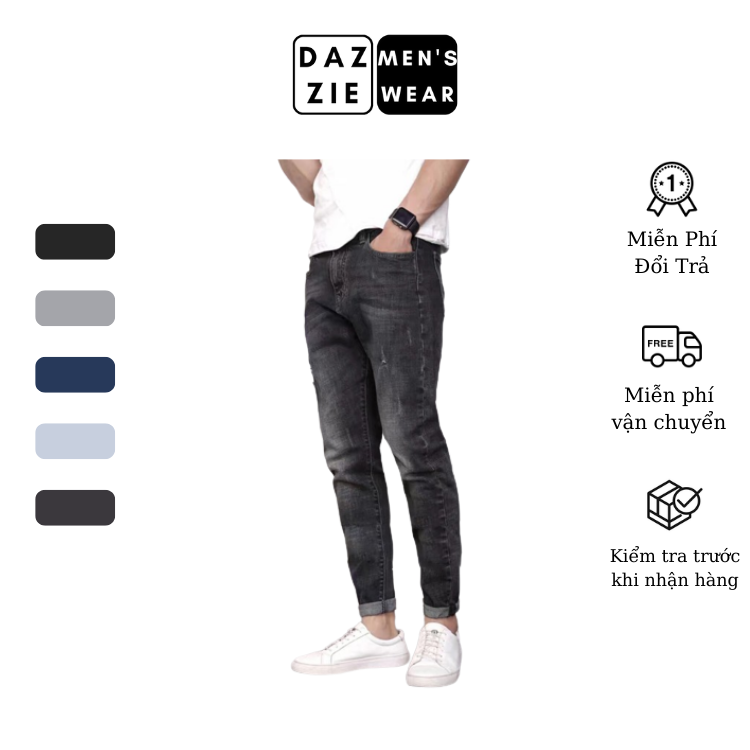 Quần Jean Nam Dài- Quần Bò Nam DazzieMenwears chất vải co dãn kiểu dáng Slimfit thời trang