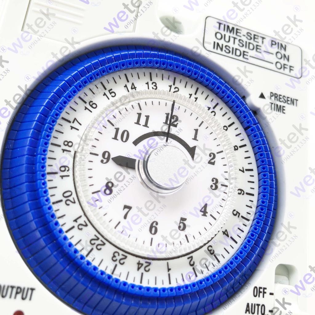 TB388 Timer 24 giờ 16A loại cơ, cài theo 15 phút, có pin tự sạc đi kèm, hàng công ty bảo hành