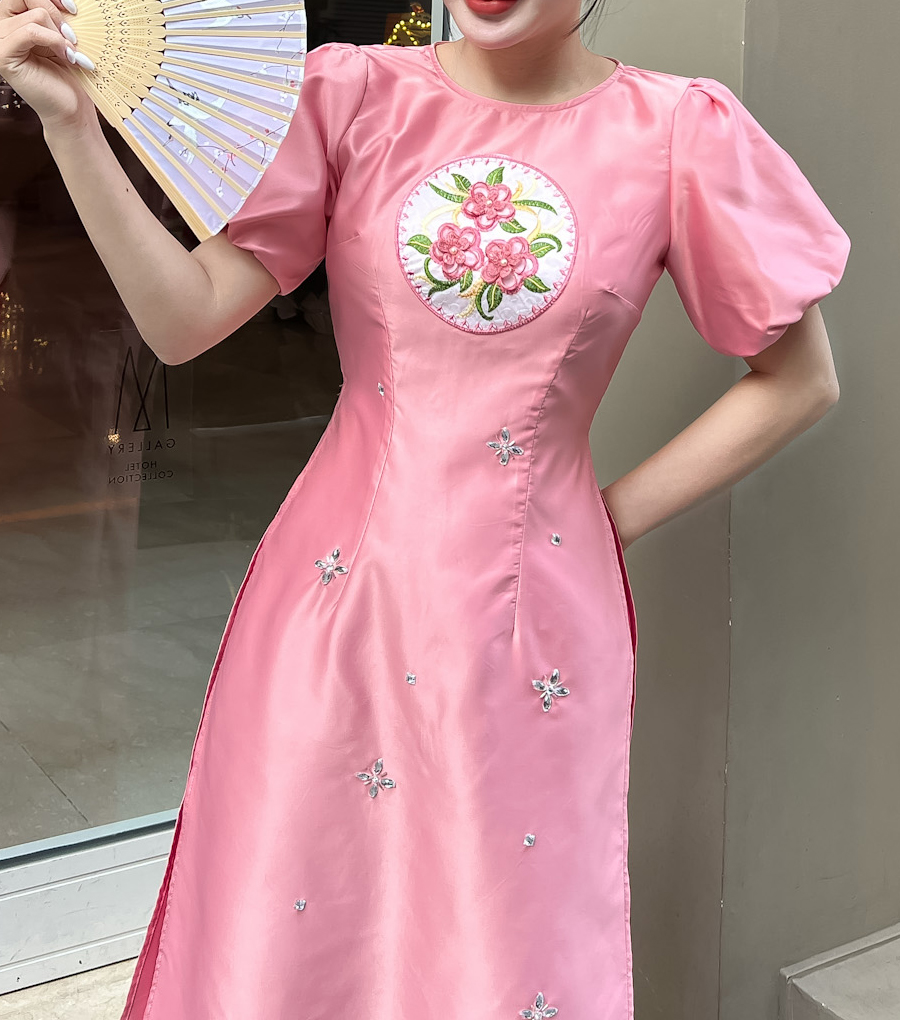 Áo dài cách tân Tapta nhung kết đá xinh xỉu AD023- Lady Fashion