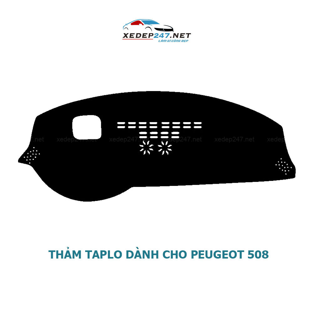 Thảm Taplo dành cho xe Peugeot 508 chất liệu Nhung, da Carbon, da vân gỗ