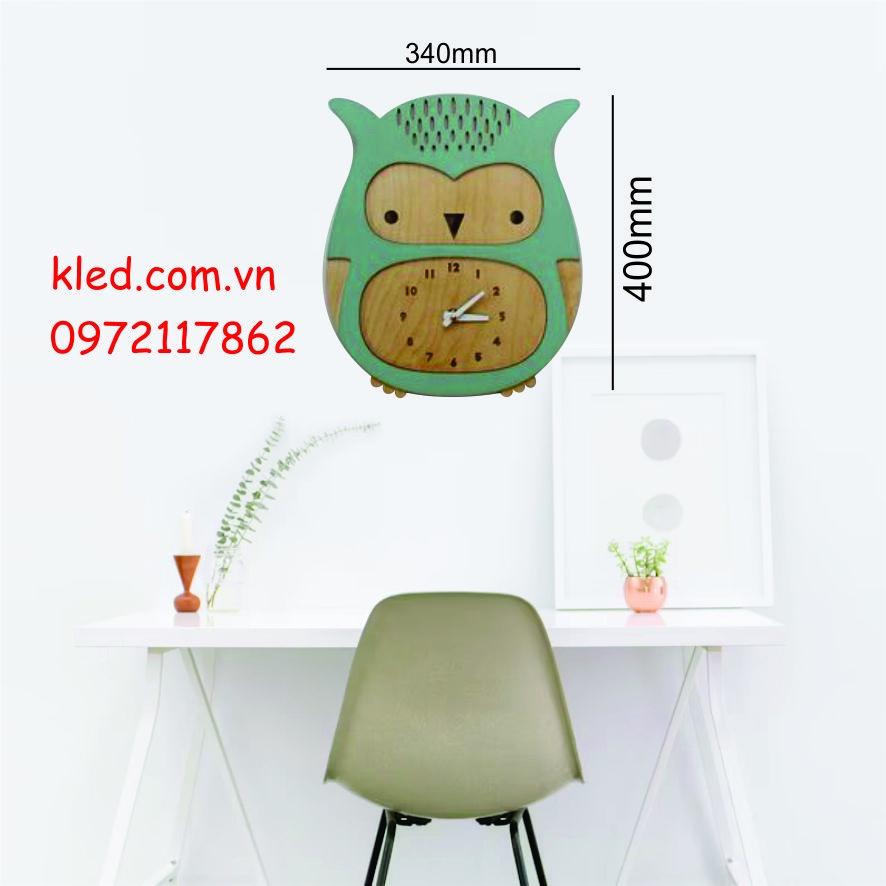 Đồng hồ gỗ hình con cú mèo trang trí treo tường cute giá rẻ KLED