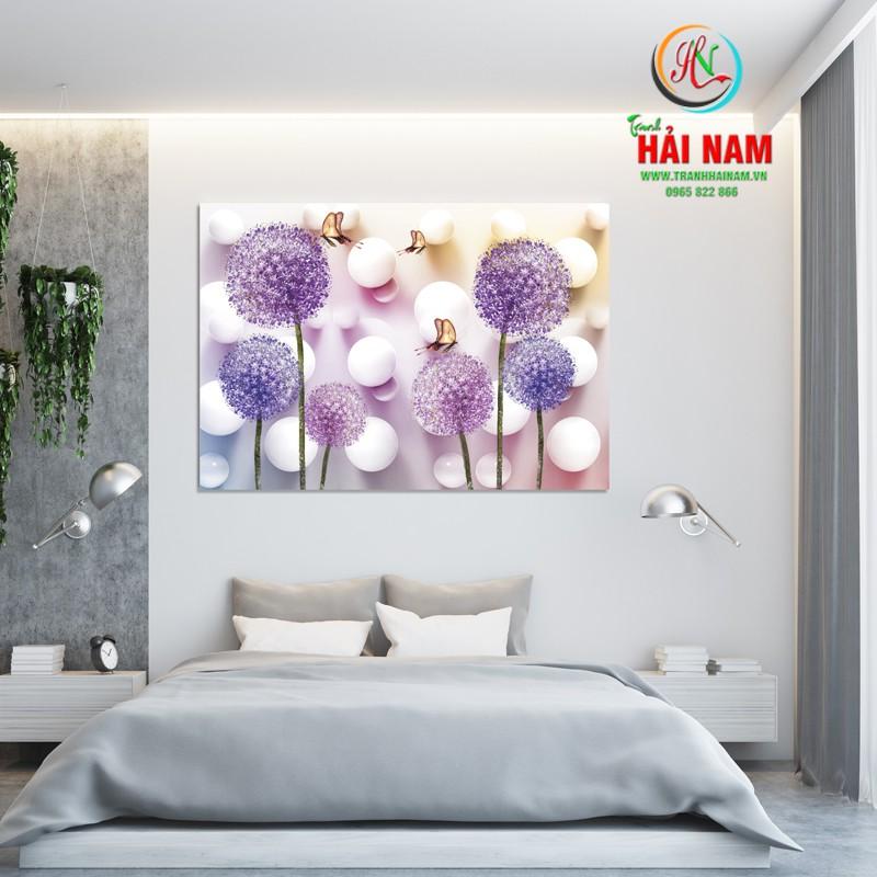 Tranh dán tường Hoa 3D phòng ngủ - vải lụa phủ kim sa