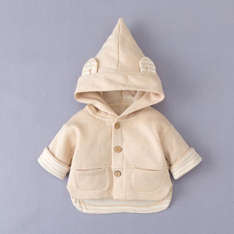 Bộ Quần Áo Thu Đông Cotton Áo Khoác Ấm Bé Trai Bé Gái Bé Gái Màu Trơn Mũi Nhọn Hood Có Mũ Áo Khoác Phao Bông Chắn Gió