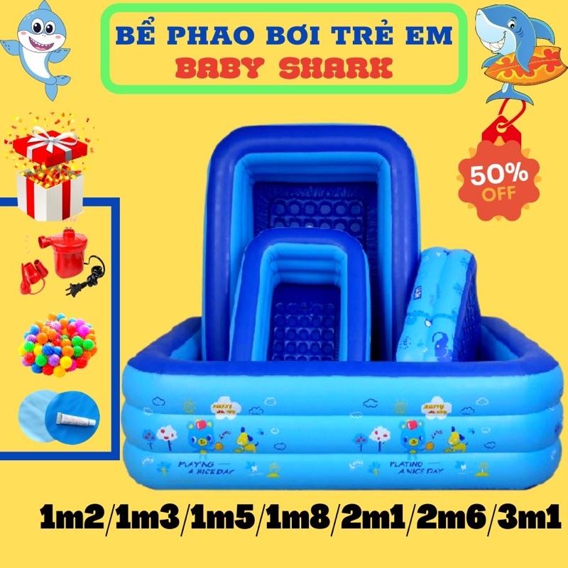 Bể Bơi Phao 3 Tầng Hình Chữ Nhật Dài 1M2-2M1 Cho Bé Va Gia Đinh Vui ChơiI, bể tắm, bơm hơi trẻ em họa tiết siêu đẹp